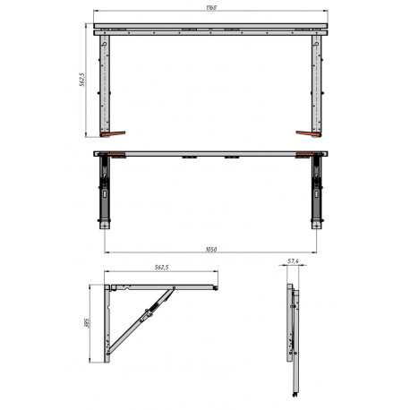 Konsolen mit Rahmen für Wandklapptisch