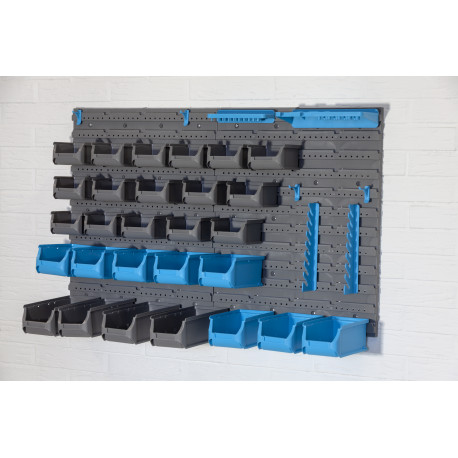 Wandregal mit Stapelboxen 44 teilig