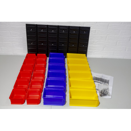 Wandregal mit Stapelboxen 25 teilig
