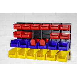 Wandregal mit Stapelboxen 25 teilig