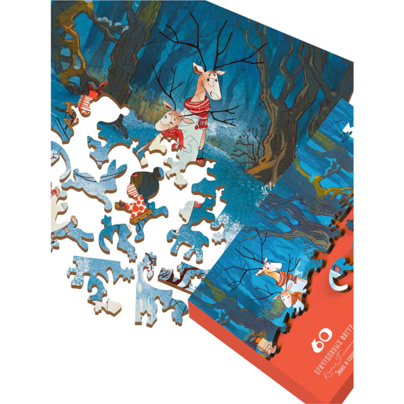 DaVICI Premium Holzpuzzle "Winter und Schlitten"
