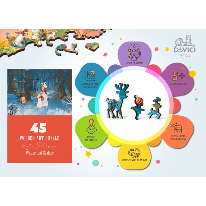 DaVICI Premium Holzpuzzle "Winter und Schlitten"