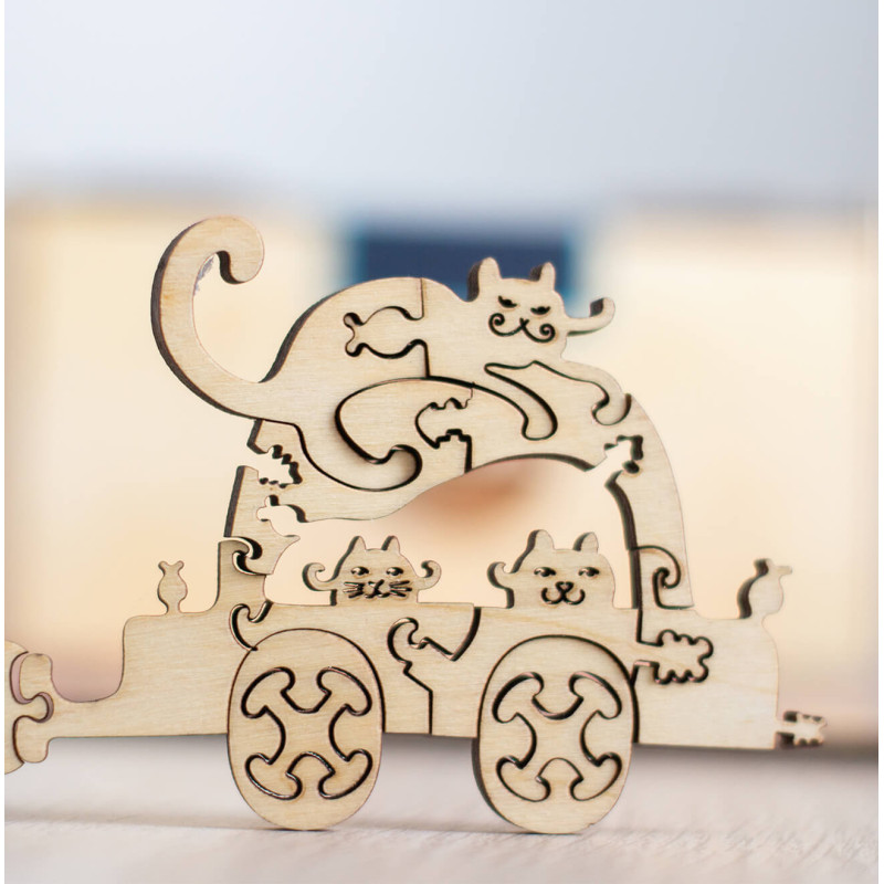 DaVICI Premium Holzpuzzle "Katzenstadt"