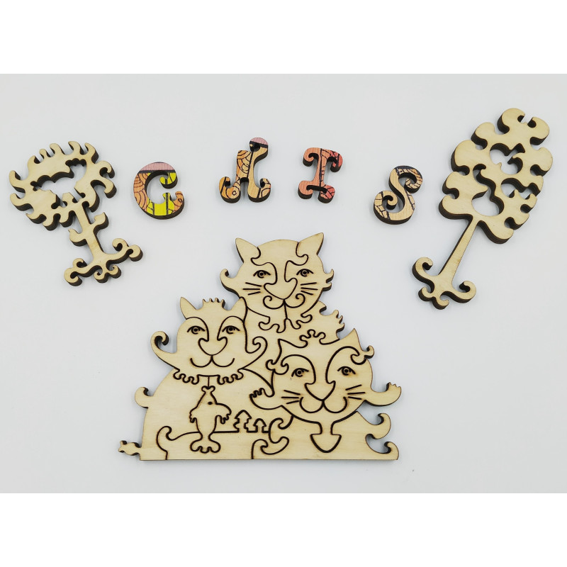 DaVICI Premium Holzpuzzle "Katzenstadt"