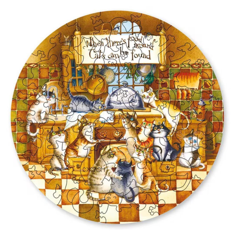 DaVICI Premium Holzpuzzle "Glückliche Katzen"