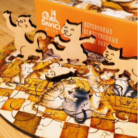 DaVICI Premium Holzpuzzle "Glückliche Katzen"