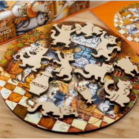 DaVICI Premium Holzpuzzle "Glückliche Katzen"